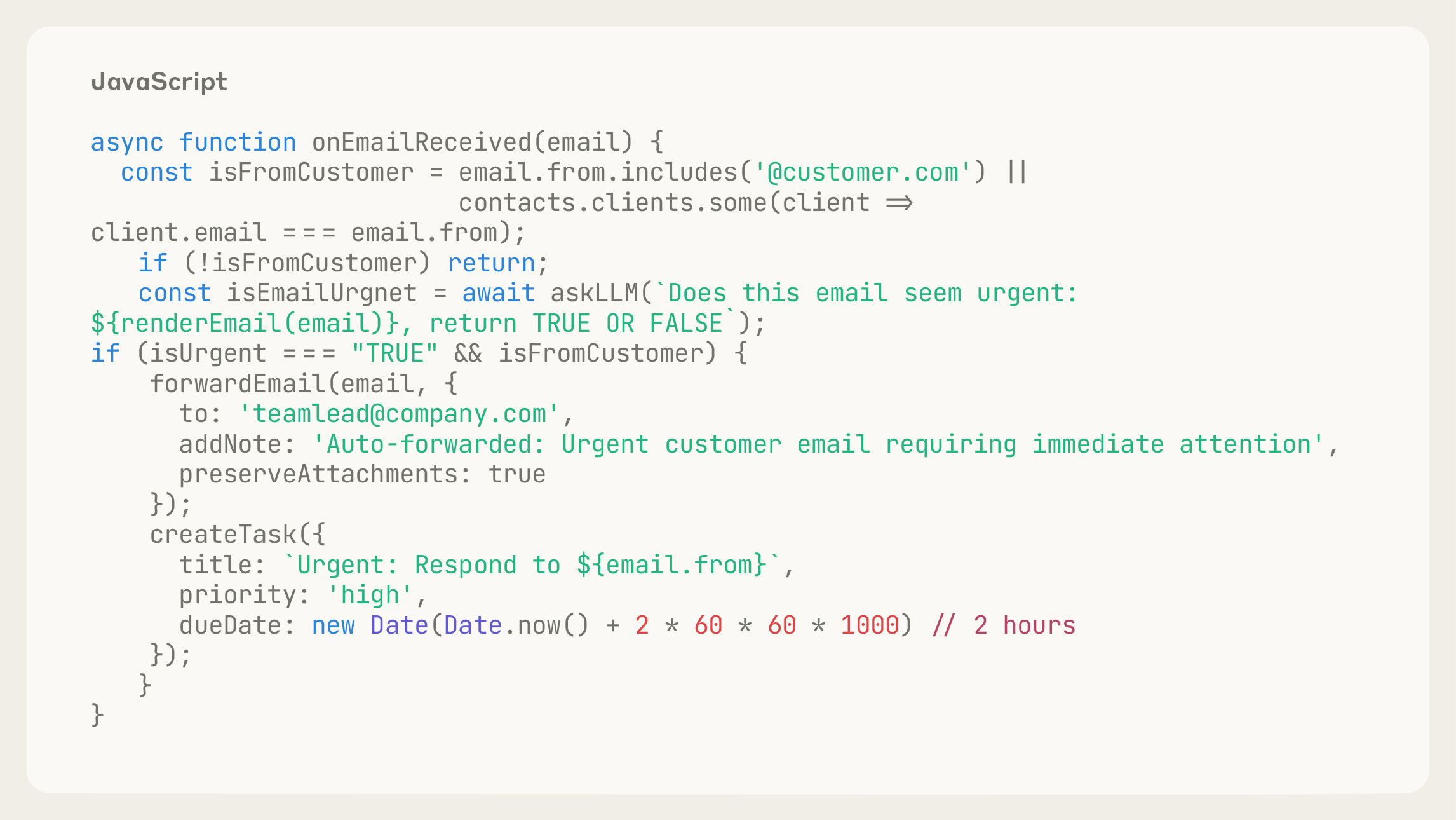 代码生成示例：电子邮件规则