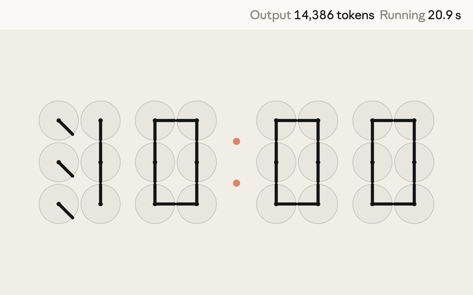 The latest model writing a clock-of-clocks program, then running it.